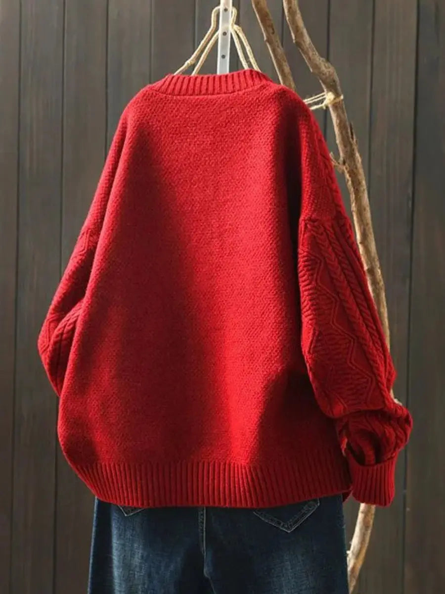 Cárdigan extragrande de punto trenzado con botones para mujer
