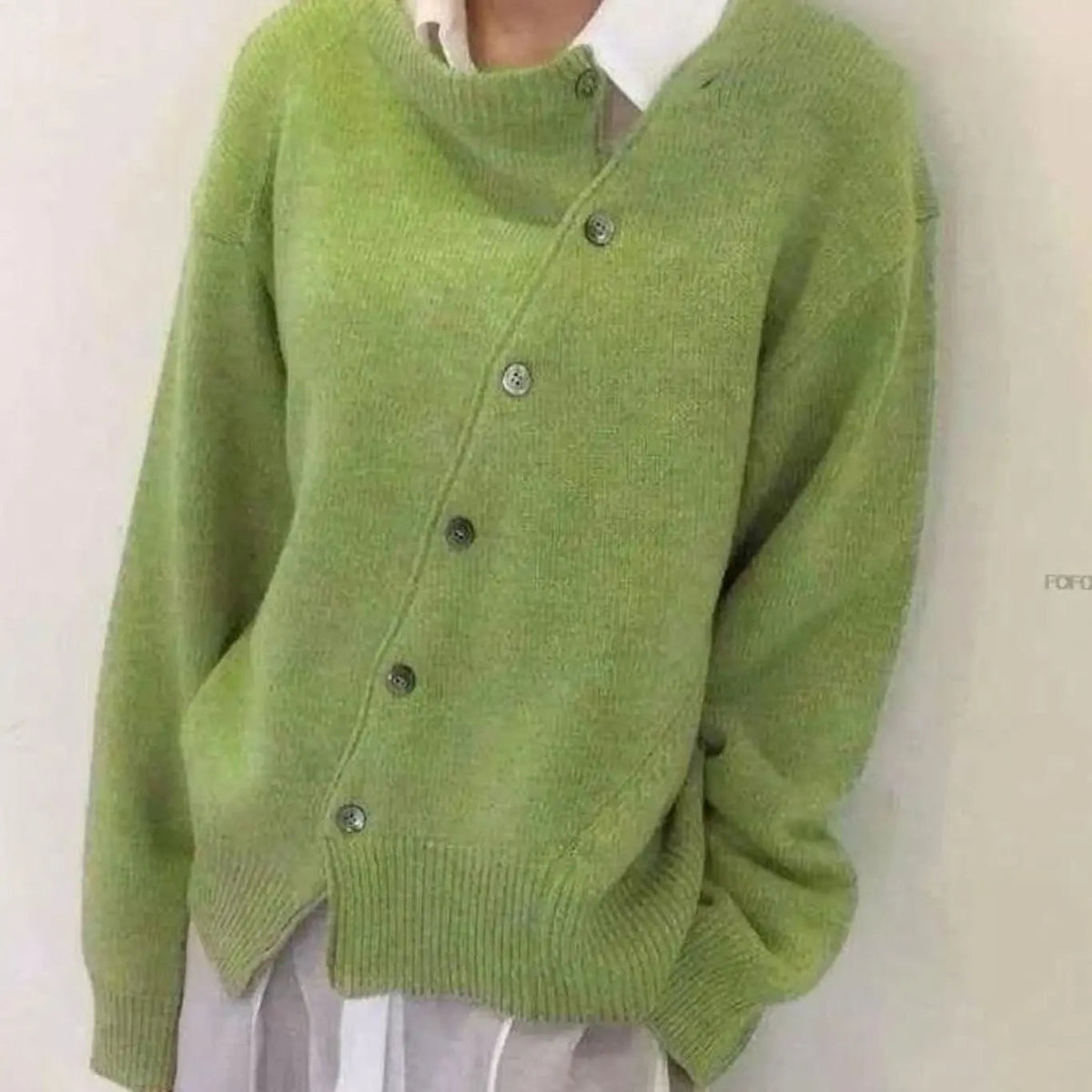 Cárdigan extragrande de punto grueso con botones frontales, puños acanalados y jersey para mujer