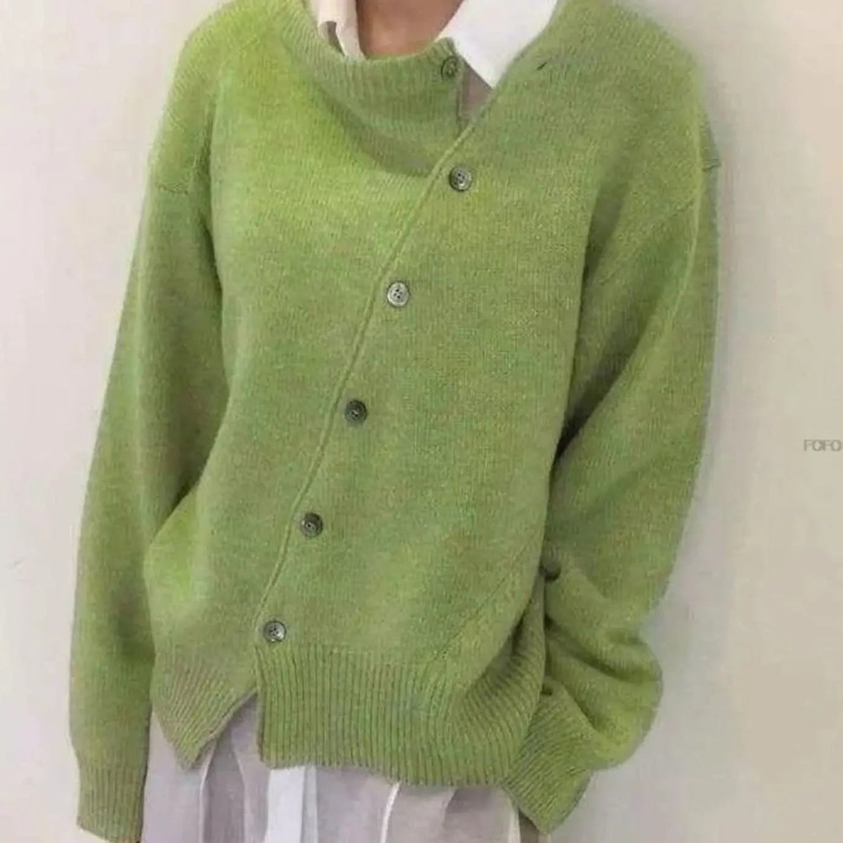 Cárdigan extragrande de punto grueso con botones frontales, puños acanalados y jersey para mujer