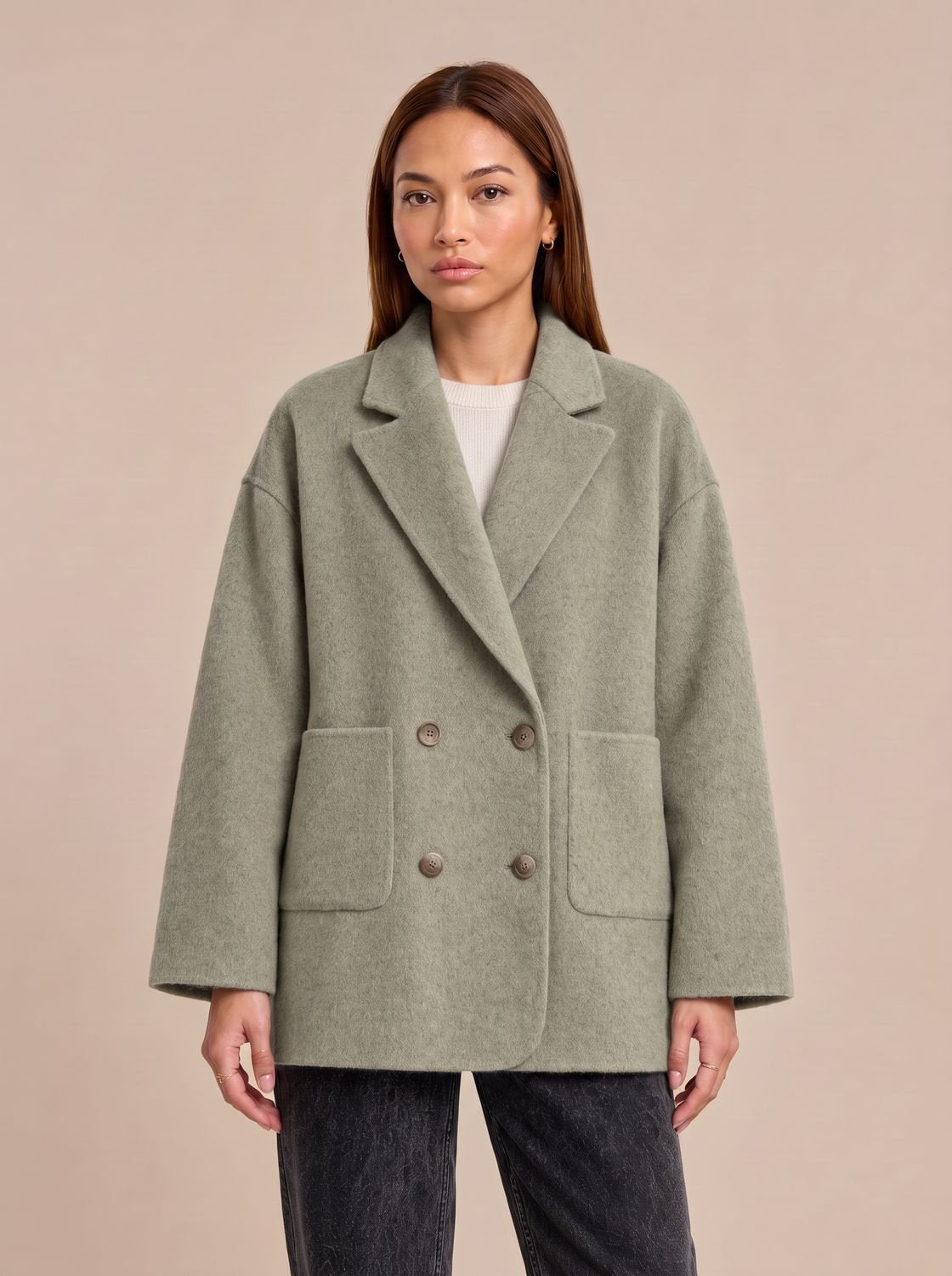 Willow | Abrigo de lana extragrande para mujer, cruzado y con cuello de solapas