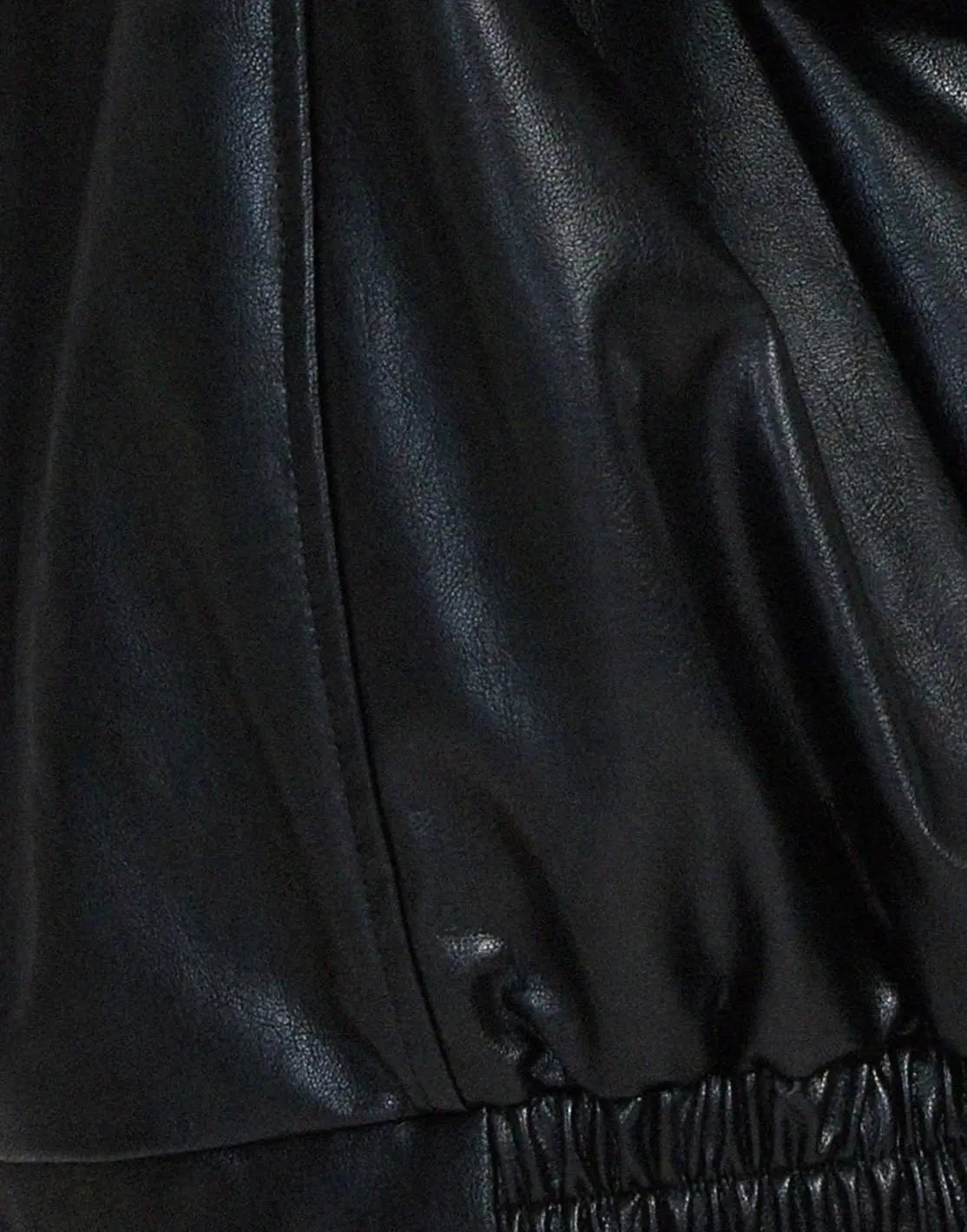 Chaqueta bomber extragrande de cuero sintético con cremallera para mujer