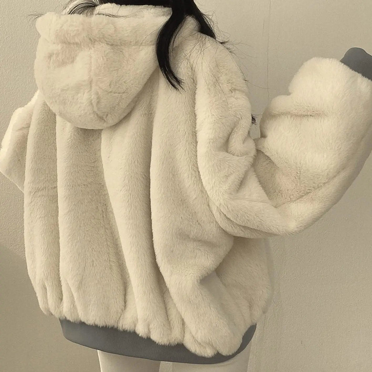 Chaqueta de invierno extragrande de forro polar con cremallera para mujer