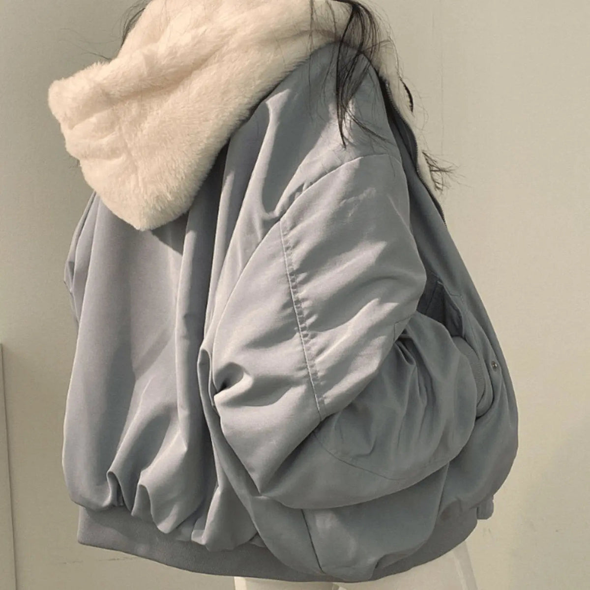 Chaqueta de invierno extragrande de forro polar con cremallera para mujer