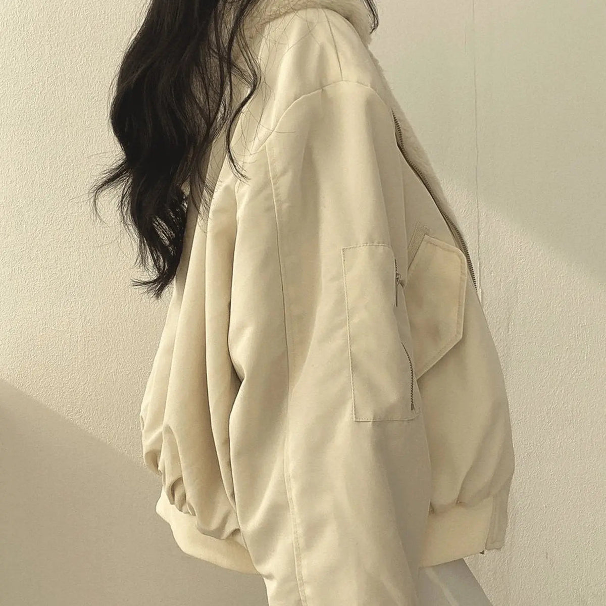 Chaqueta de invierno extragrande de forro polar con cremallera para mujer