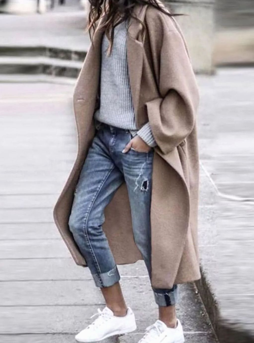 Abrigo largo de lana para mujer, extragrande, de una sola botonadura y de invierno