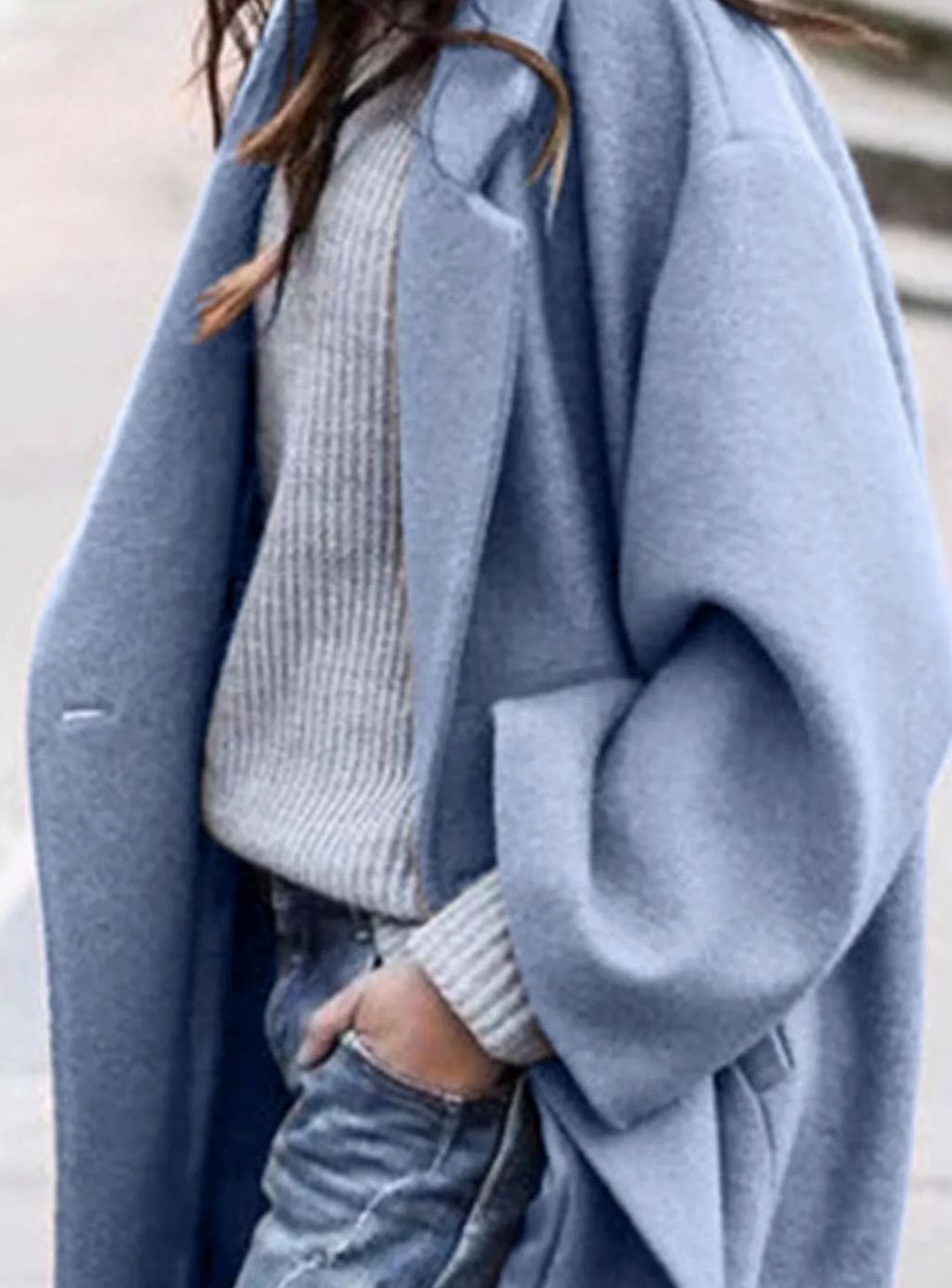 Abrigo largo de lana para mujer, extragrande, de una sola botonadura y de invierno