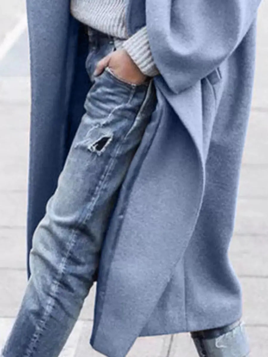 Abrigo largo extragrande de invierno para mujer, efecto lana