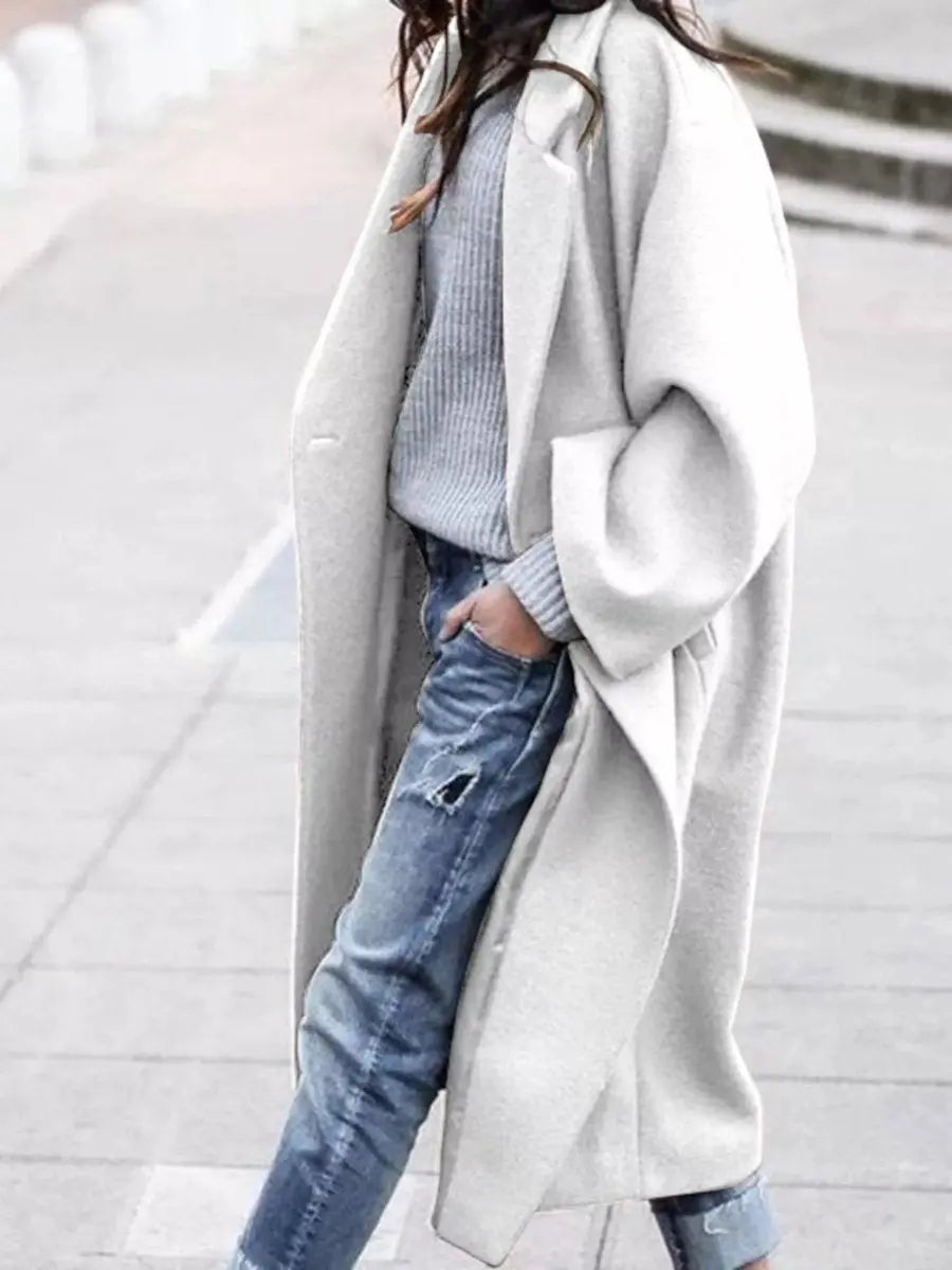Abrigo largo extragrande de invierno para mujer, efecto lana