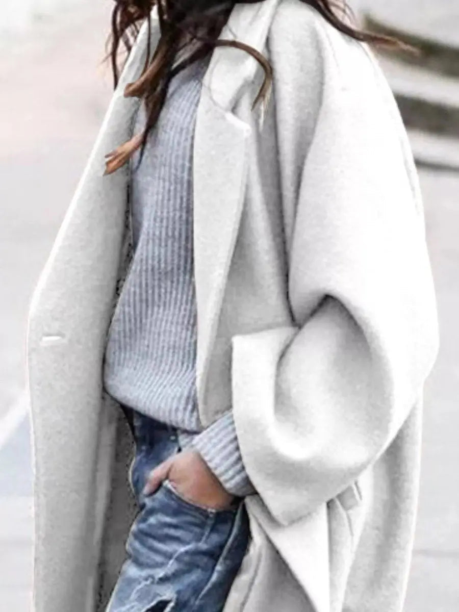 Abrigo largo extragrande de invierno para mujer, efecto lana