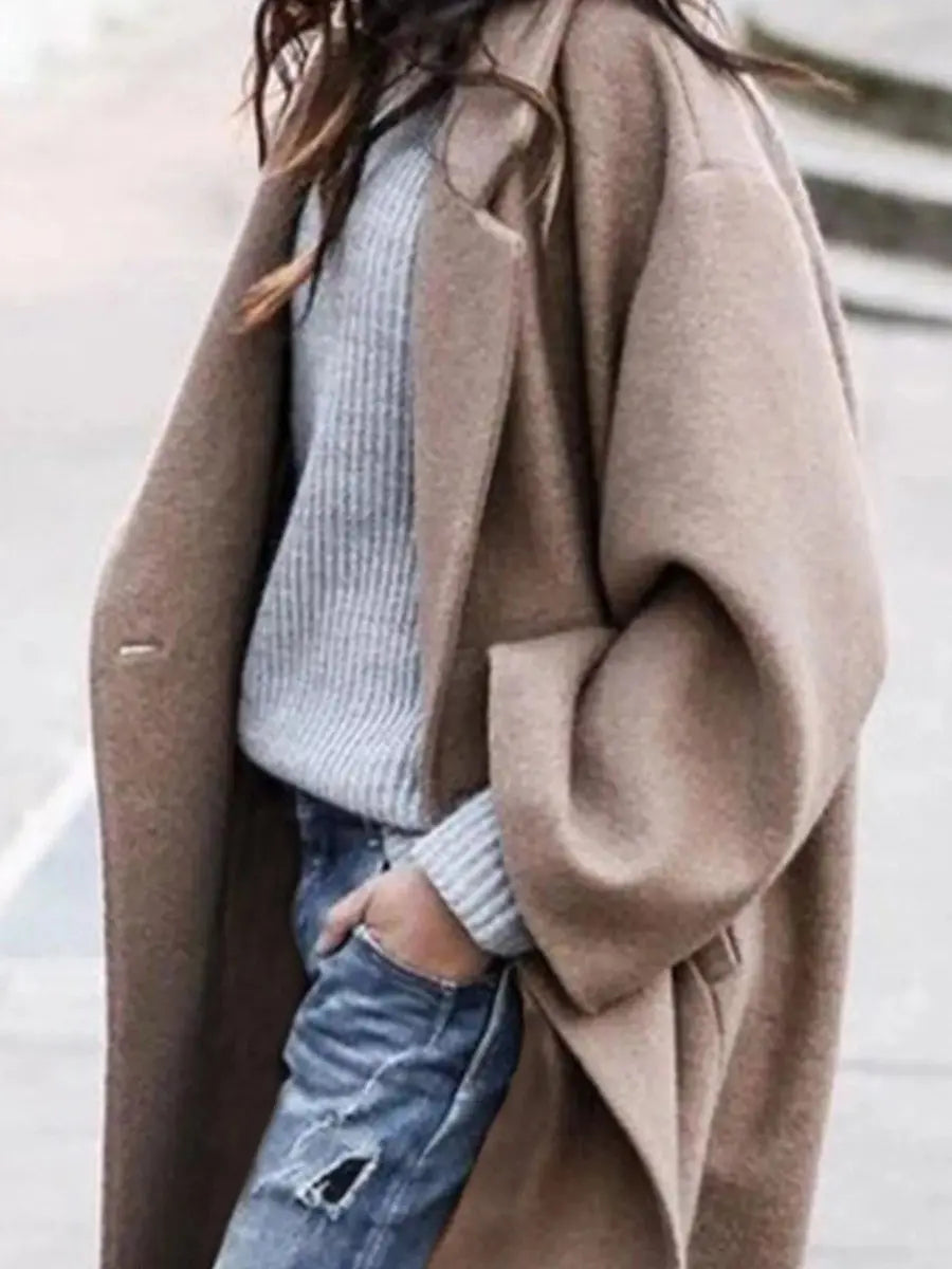 Abrigo largo extragrande de invierno para mujer, efecto lana
