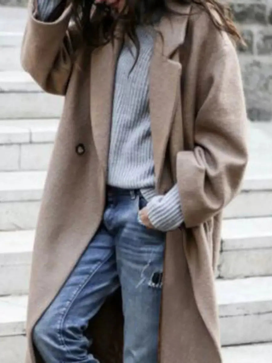 Abrigo largo extragrande de invierno para mujer, efecto lana