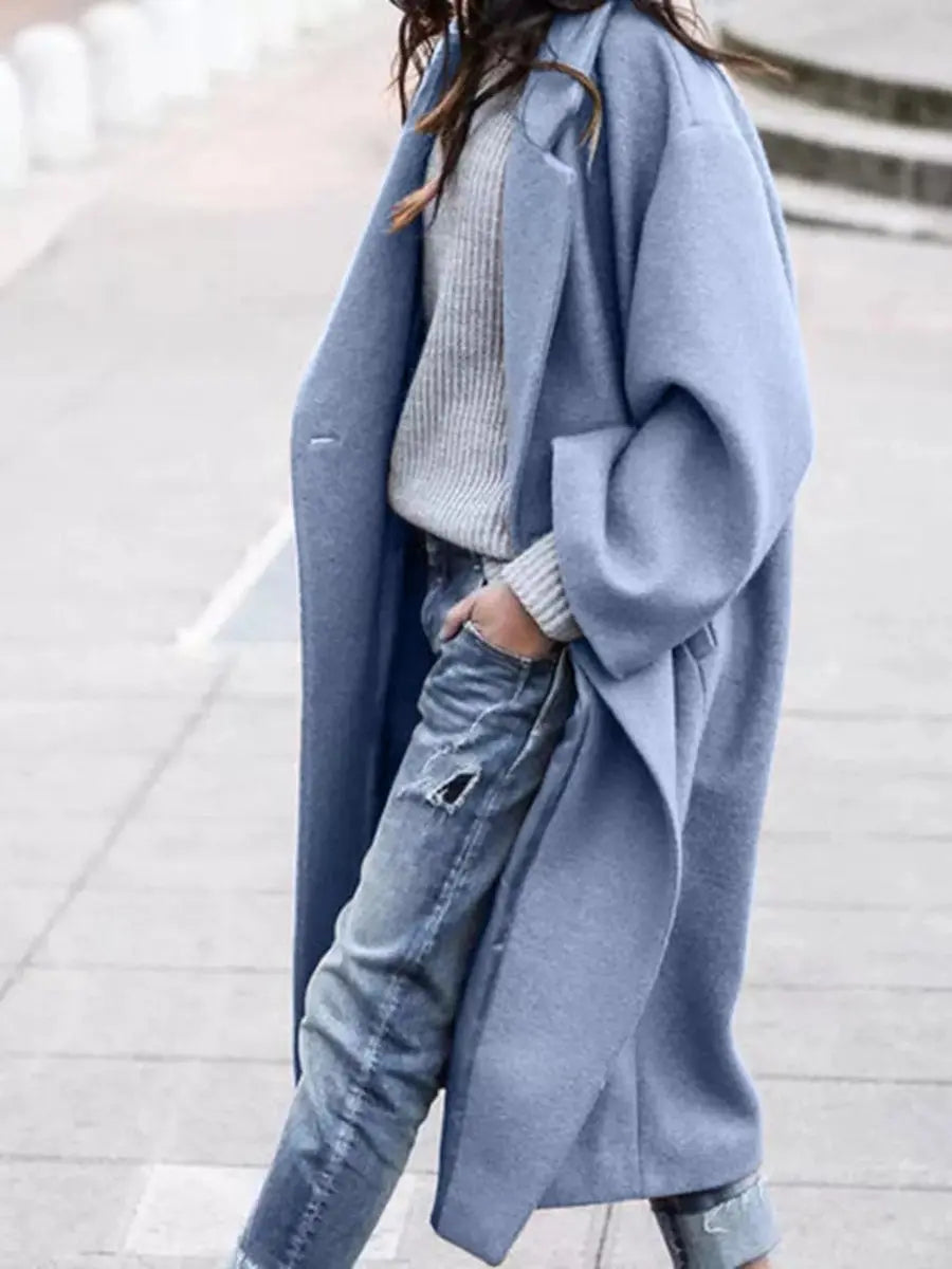 Abrigo largo extragrande de invierno para mujer, efecto lana
