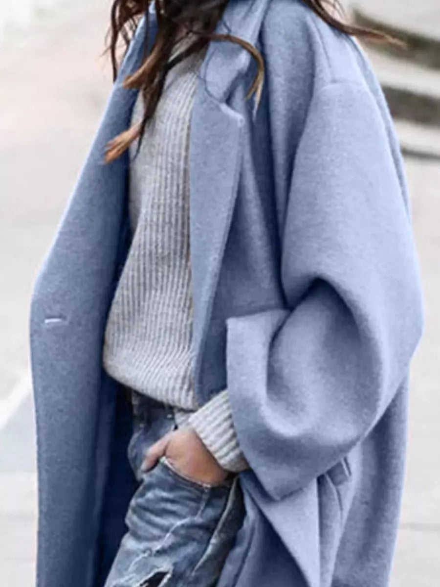 Abrigo largo extragrande de invierno para mujer, efecto lana