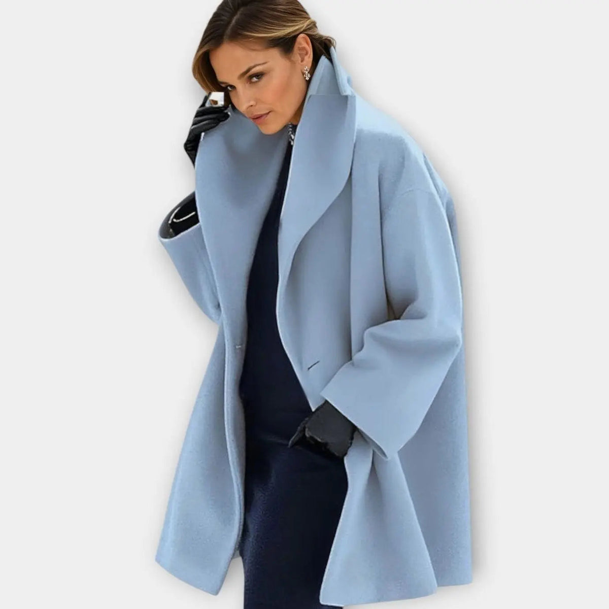 Abrigo de invierno extragrande y largo para mujer, con cuello ancho