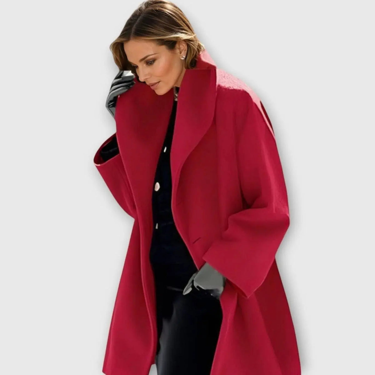 Abrigo de invierno extragrande y largo para mujer, con cuello ancho