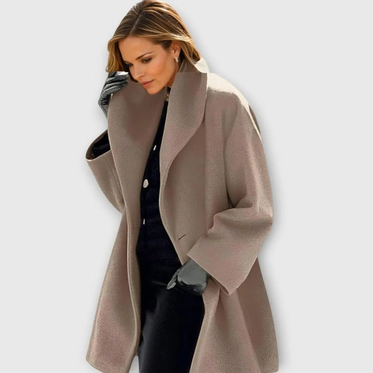 Abrigo de invierno extragrande y largo para mujer, con cuello ancho