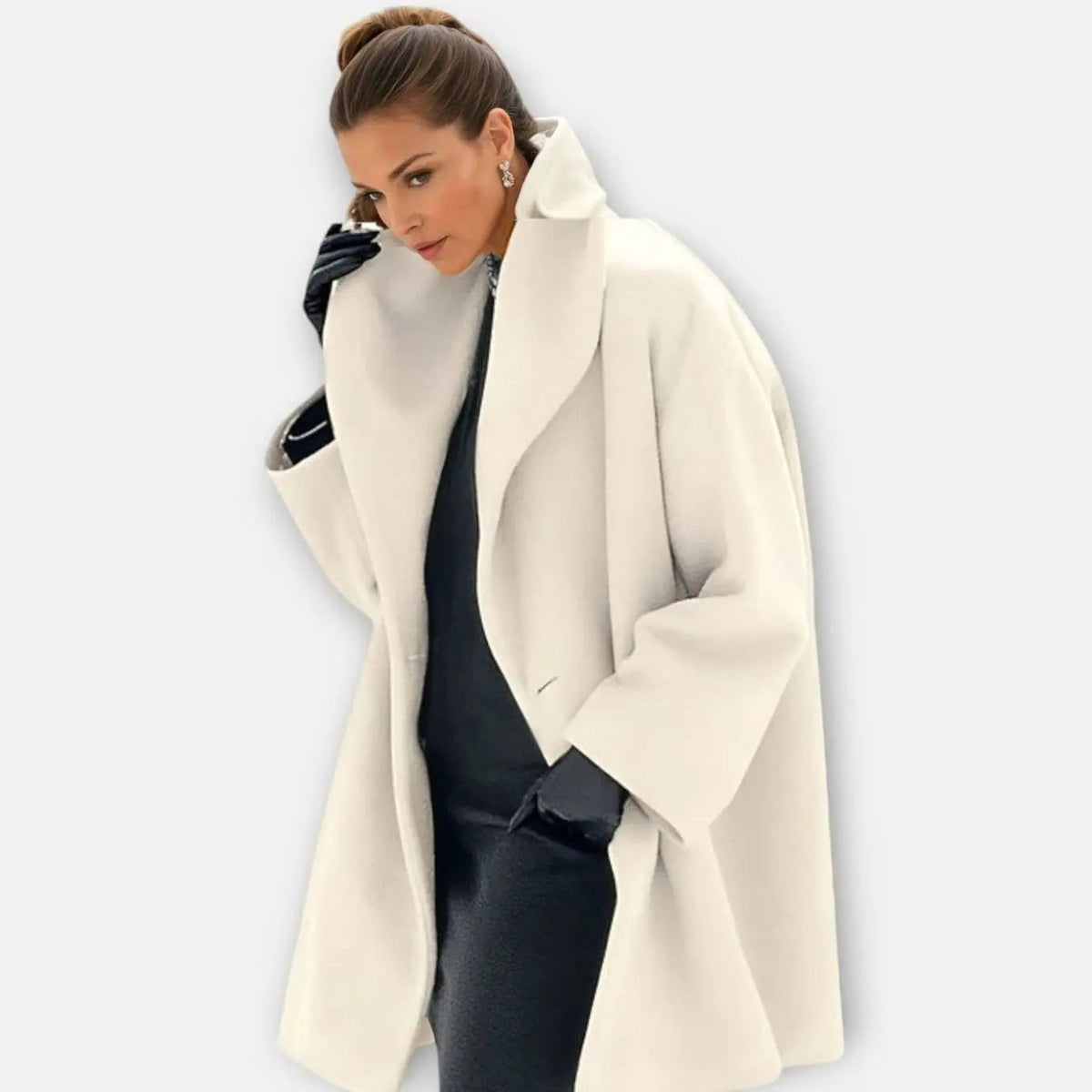 Abrigo de invierno extragrande y largo para mujer, con cuello ancho