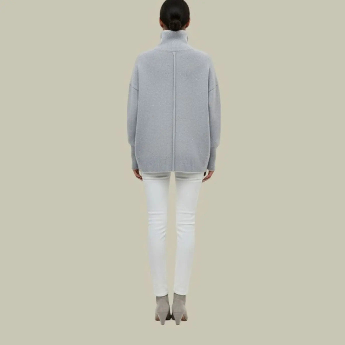 Suéter de invierno extragrande para mujer, corte holgado y cuello alto