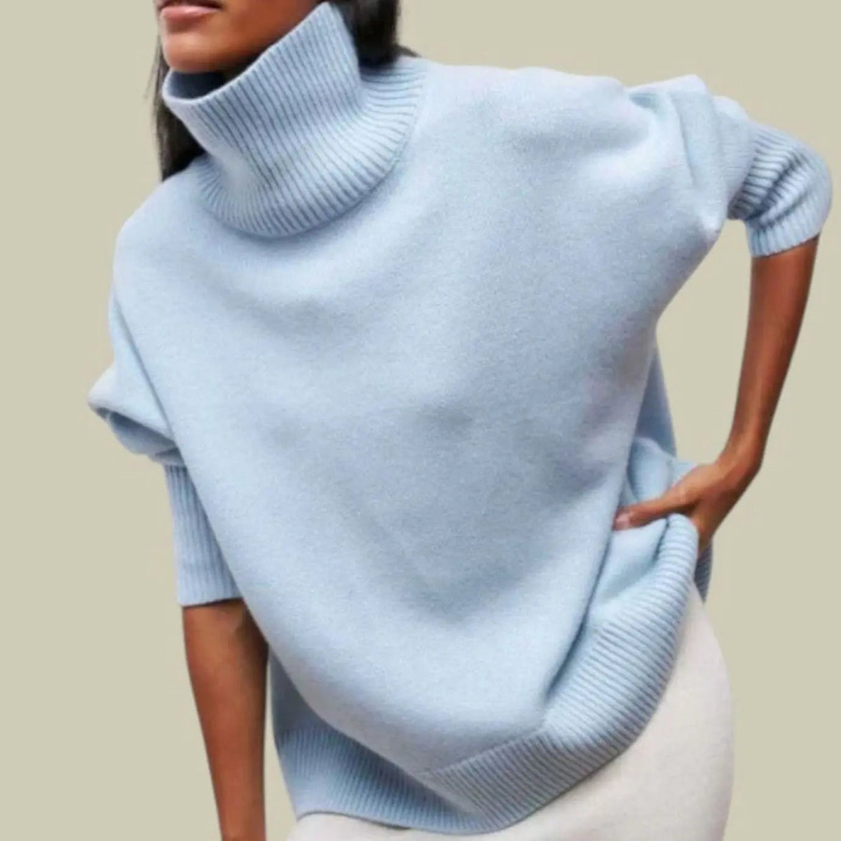 Suéter de invierno extragrande para mujer, corte holgado y cuello alto