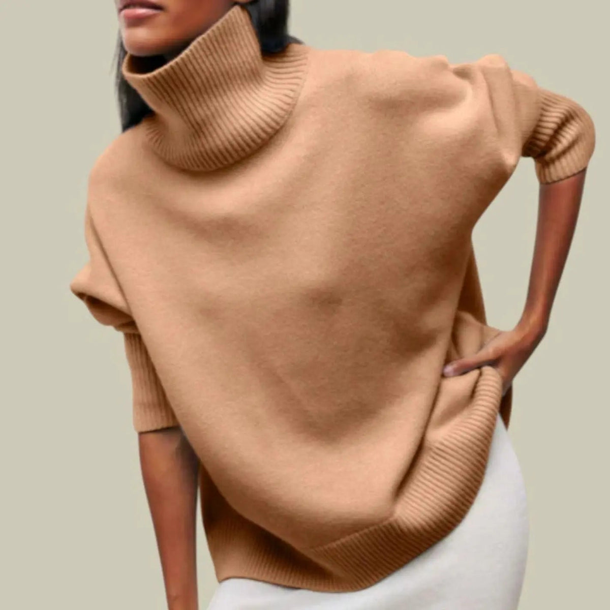 Suéter de invierno extragrande para mujer, corte holgado y cuello alto