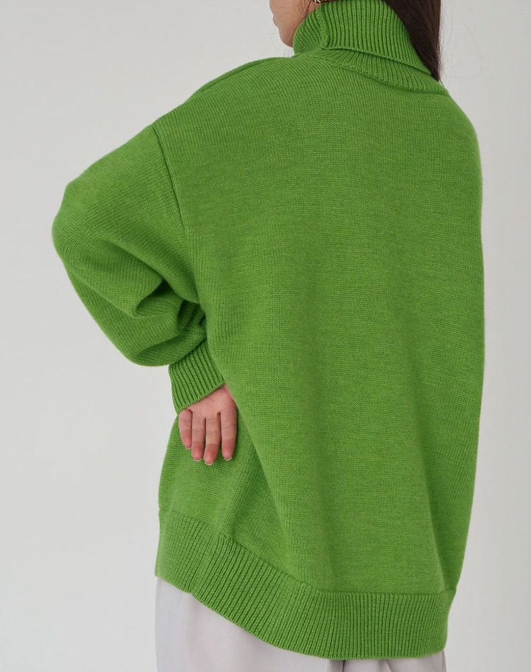 Suéter de punto extragrande para mujer, cuello vuelto y hombros caídos