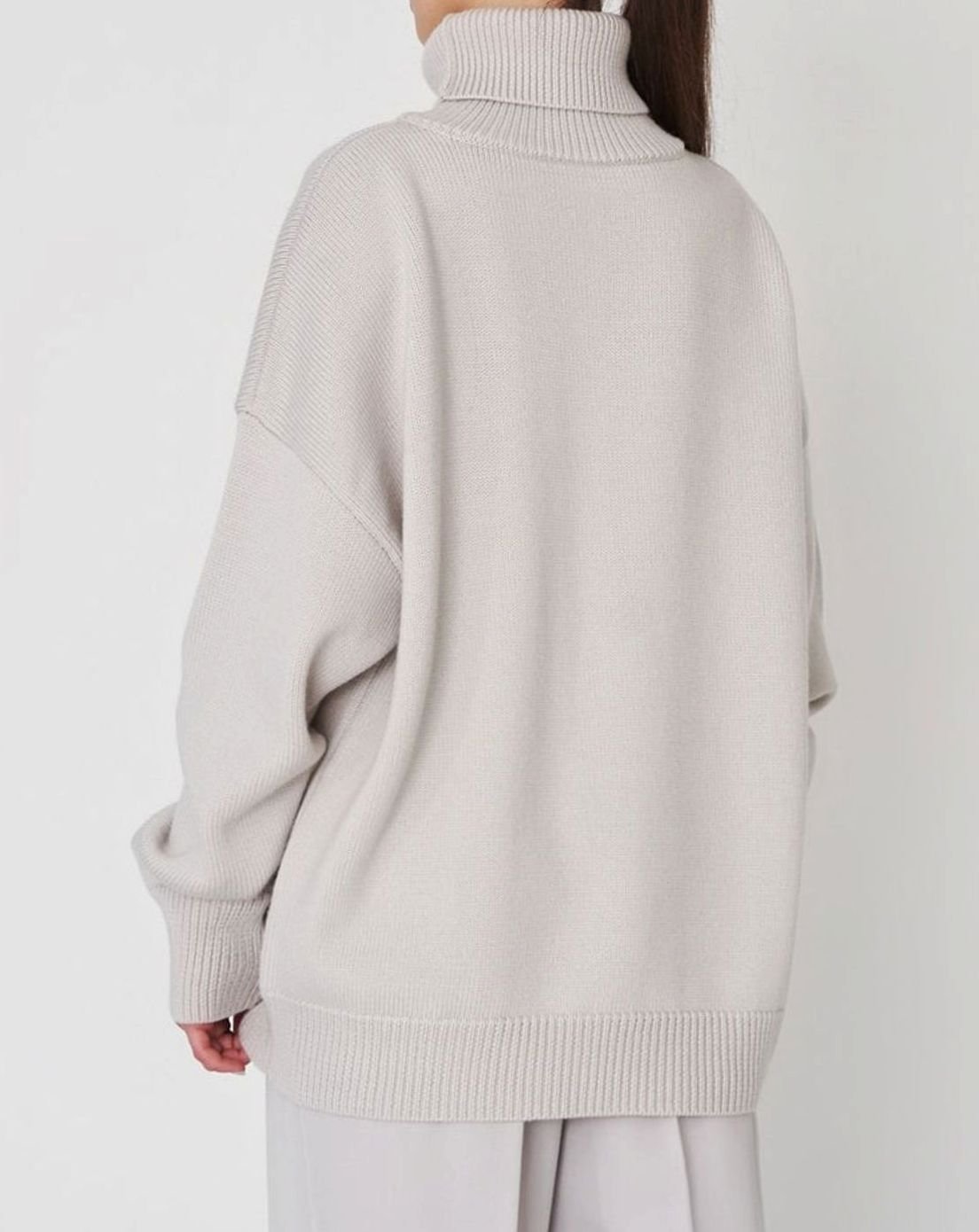 Suéter de punto extragrande para mujer, cuello vuelto y hombros caídos