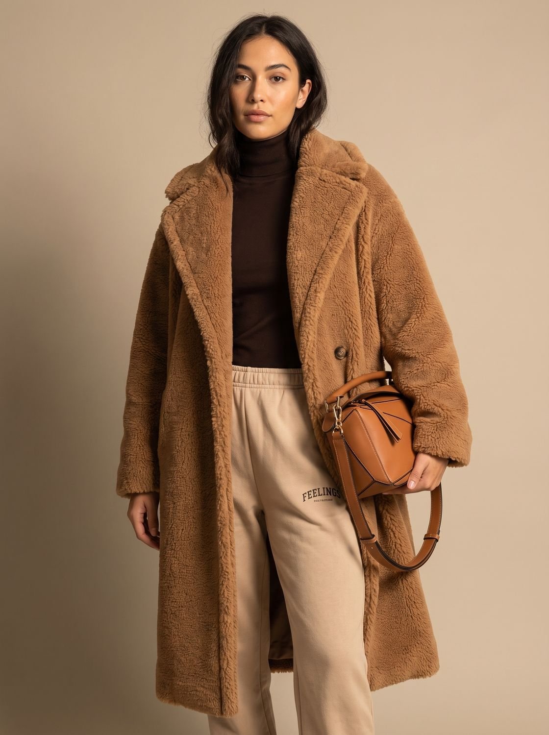 Emily | Abrigo largo de invierno de piel sintética de peluche extragrande para mujer