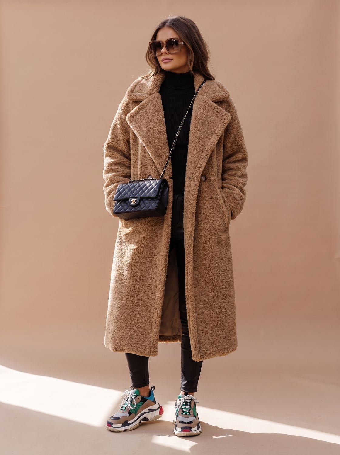 Emily | Abrigo largo de invierno de piel sintética de peluche extragrande para mujer