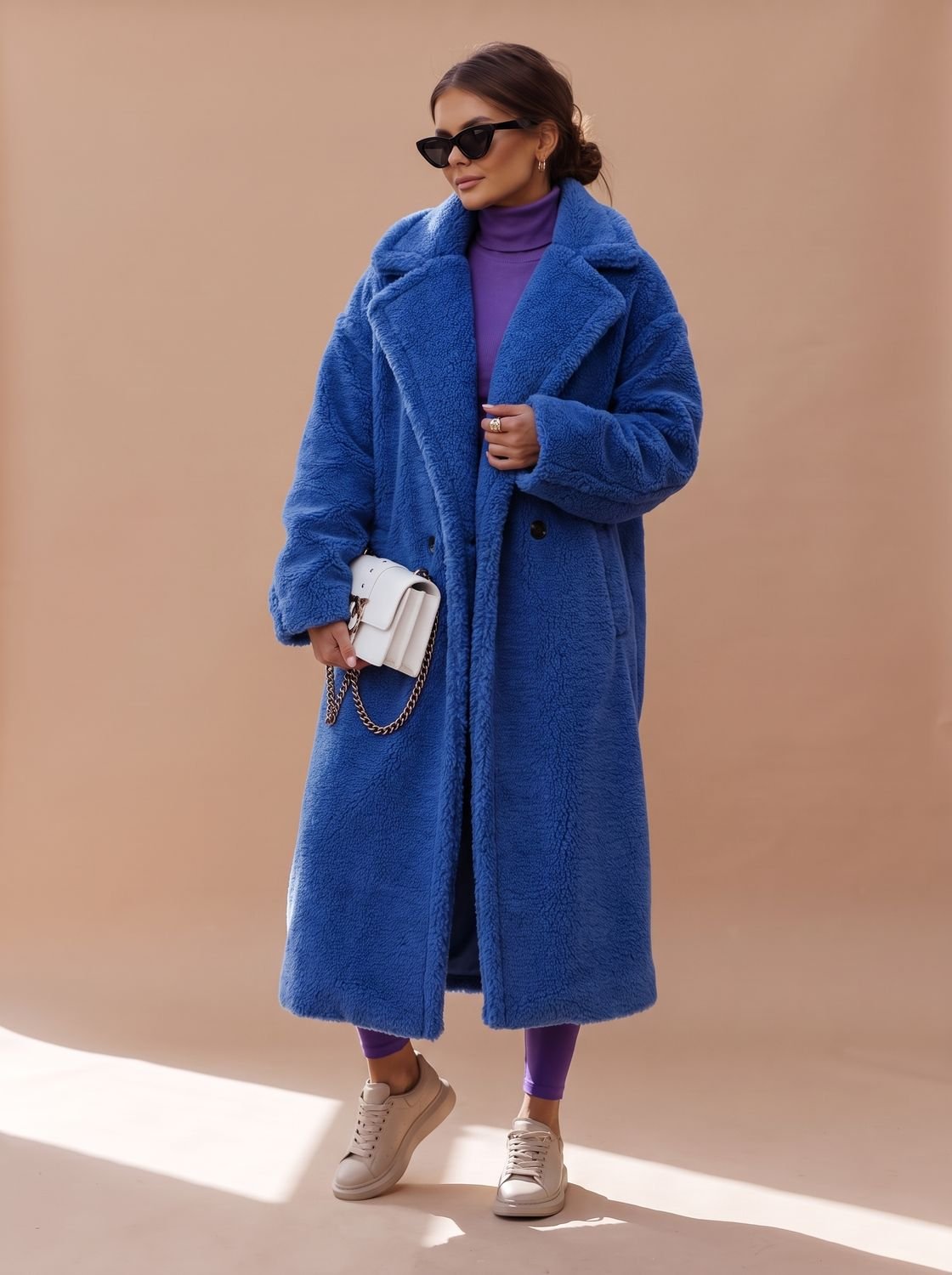 Emily | Abrigo largo de invierno de piel sintética de peluche extragrande para mujer