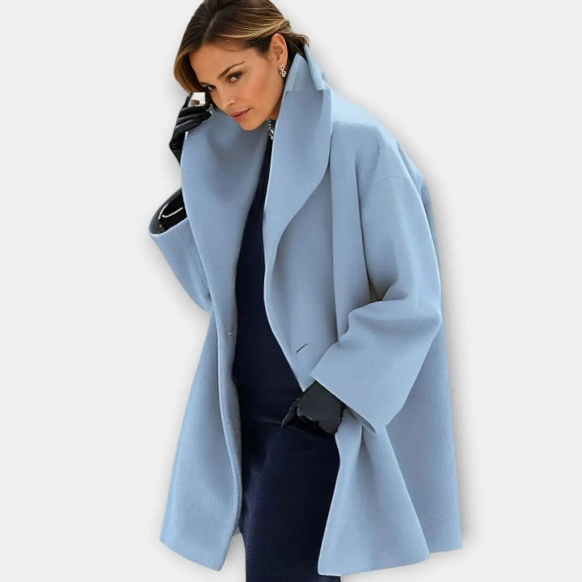 Abrigo de invierno extragrande para mujer, con cuello ancho