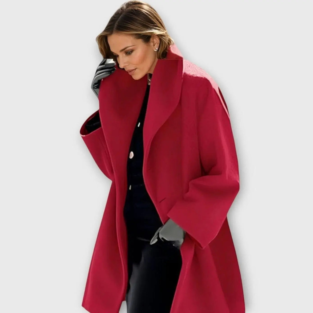 Abrigo de invierno extragrande para mujer, con cuello ancho
