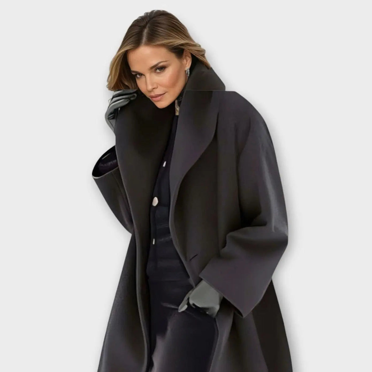 Abrigo de invierno extragrande para mujer, con cuello ancho