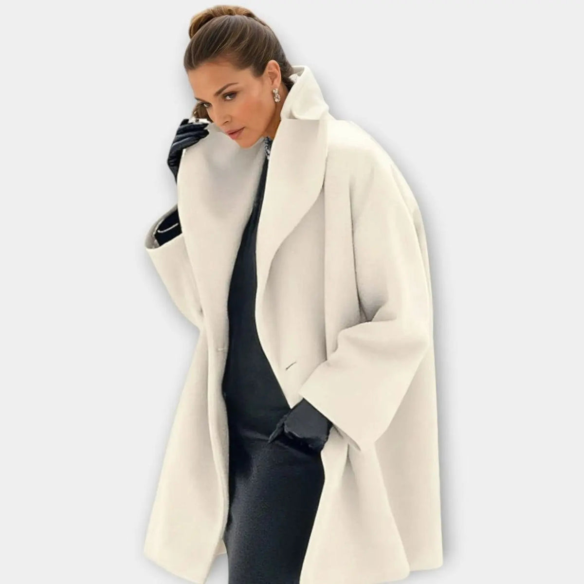 Abrigo de invierno extragrande para mujer, con cuello ancho