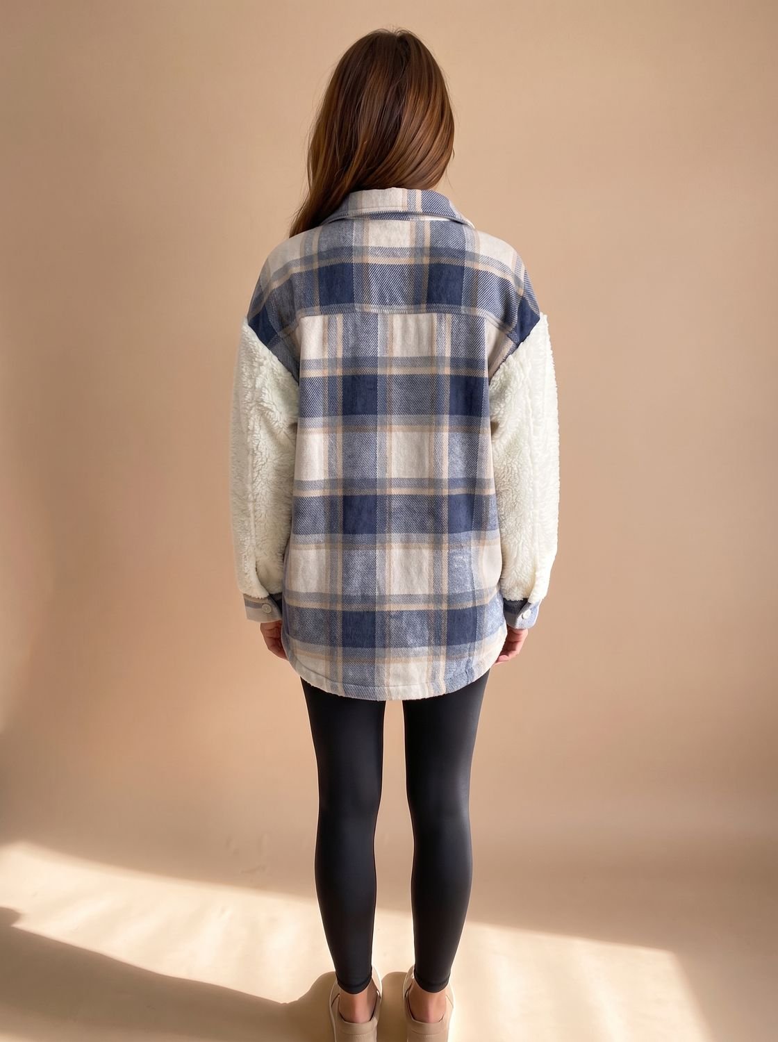 Sophie | Sobrecamisa de forro polar sherpa a cuadros con botones, para mujer