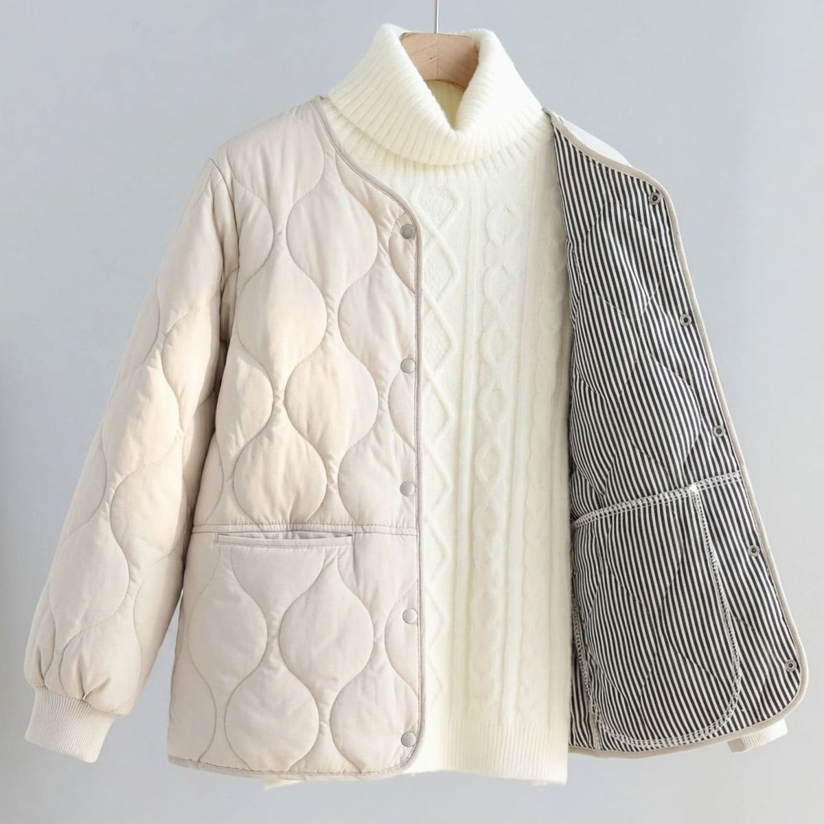 Abrigo de invierno acolchado con algodón y chaqueta de un solo botón para mujer