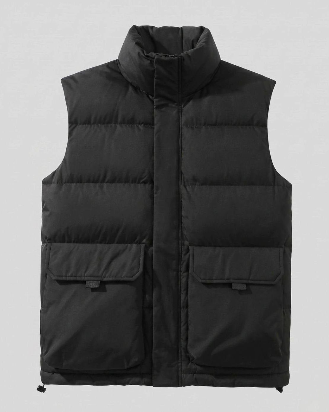 Chaleco acolchado sin mangas con cuello embudo, bolsillos con solapa, color crudo, para mujer