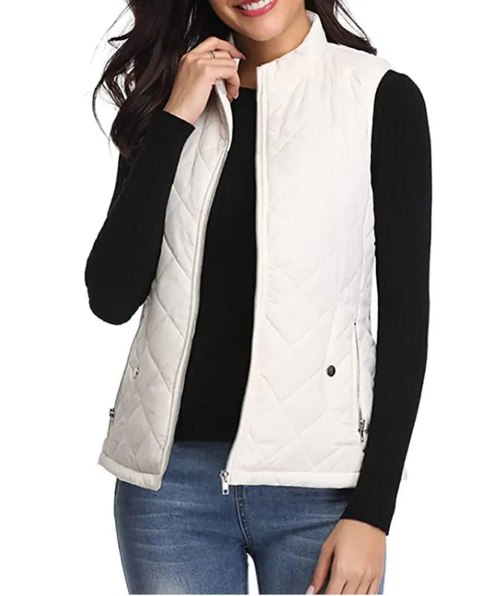 Chaleco acolchado ligero con cremallera para mujer