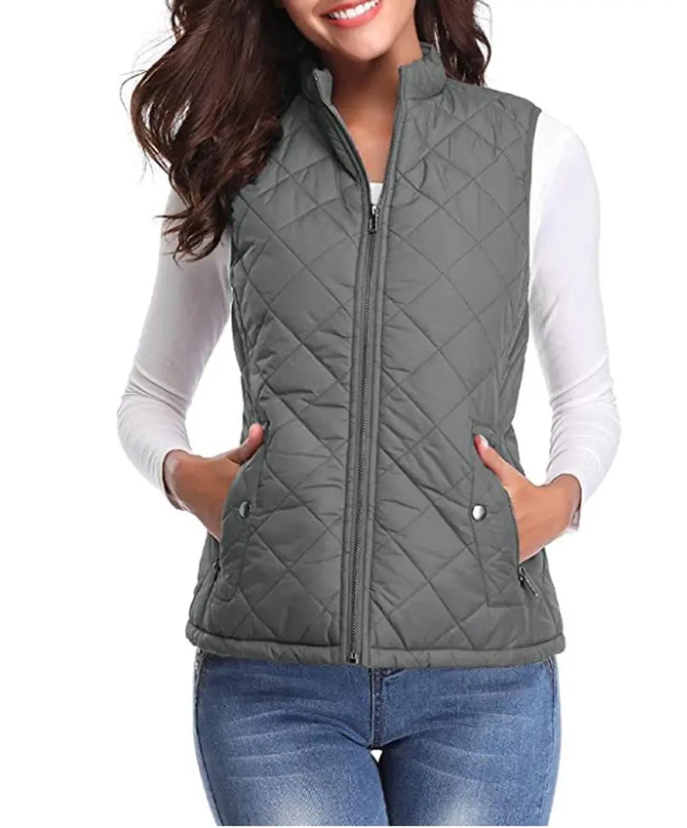 Chaleco acolchado ligero con cremallera para mujer