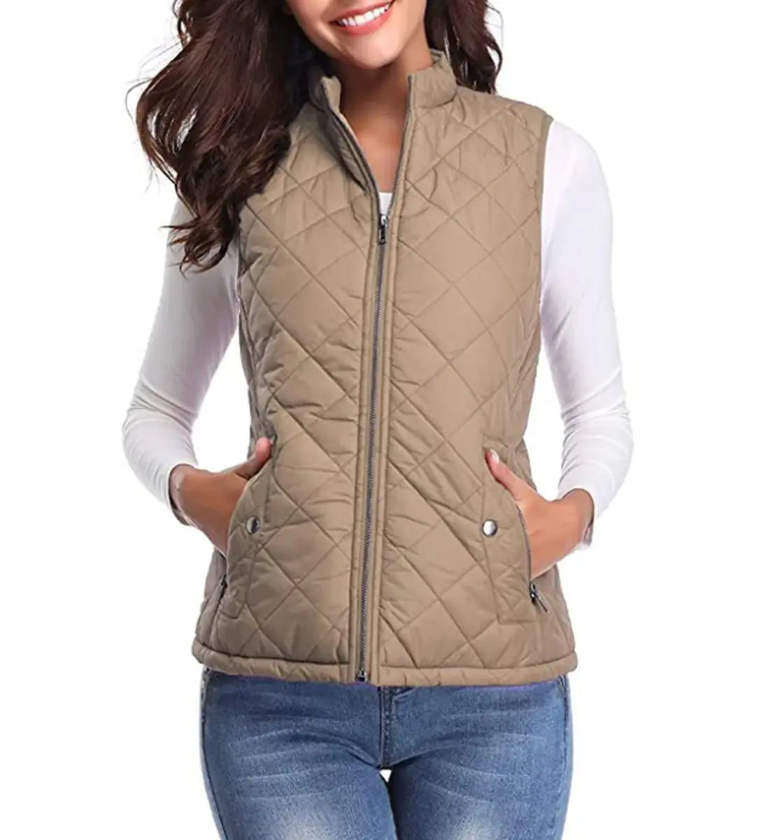 Chaleco acolchado ligero con cremallera para mujer