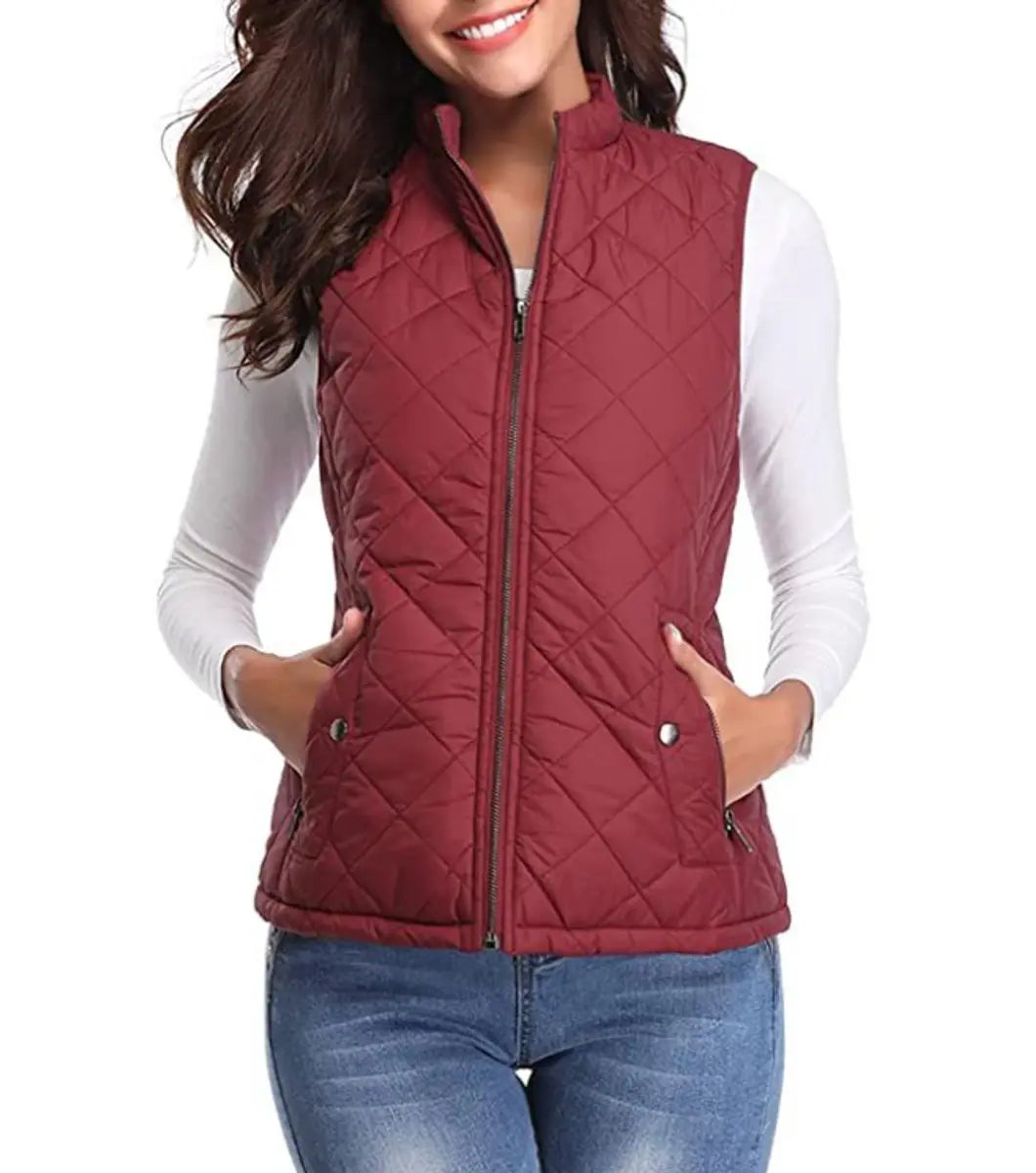 Chaleco acolchado ligero con cremallera para mujer