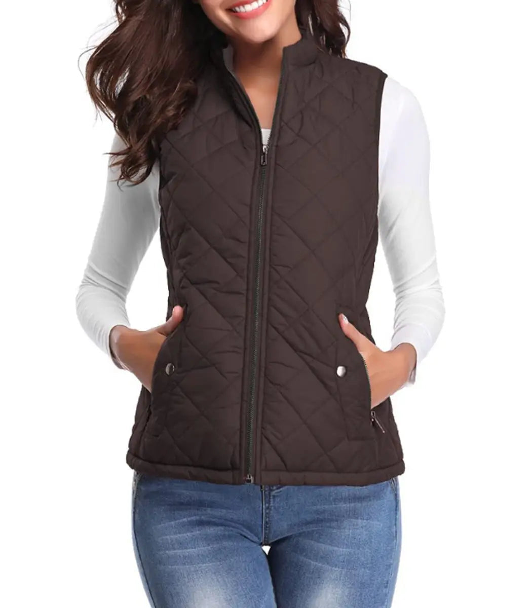 Chaleco acolchado ligero con cremallera para mujer