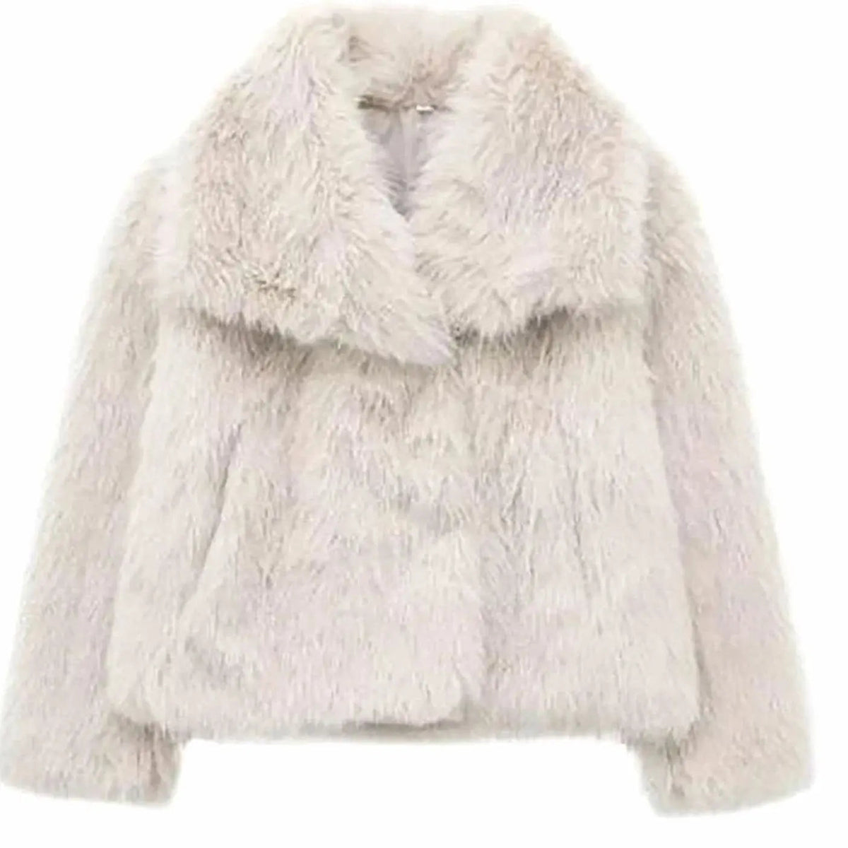 Chaqueta de piel sintética con capucha, abierta por delante, y abrigo mullido de corte holgado para mujer