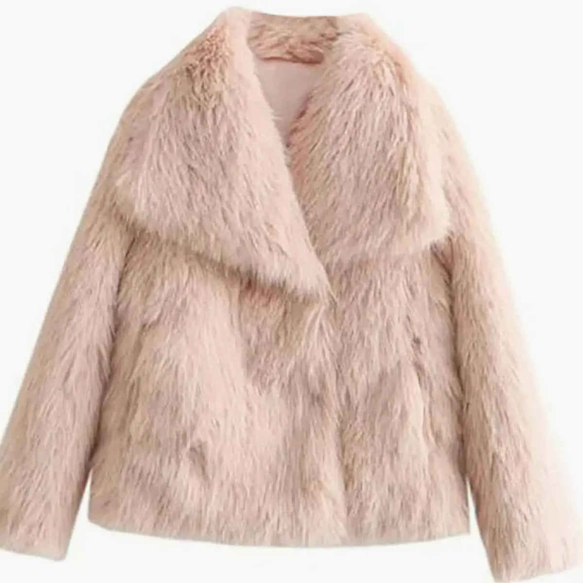 Chaqueta de piel sintética con capucha, abierta por delante, y abrigo mullido de corte holgado para mujer