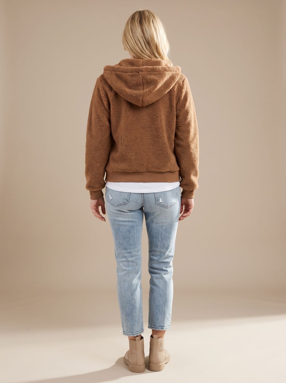 Willow | Chaqueta teddy con capucha para mujer, de corte holgado y cremallera