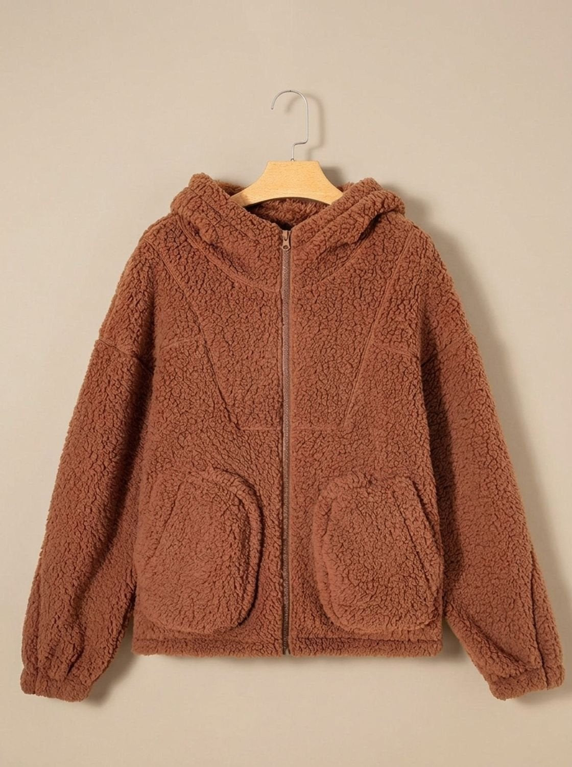 Willow | Chaqueta teddy con capucha para mujer, de corte holgado y cremallera