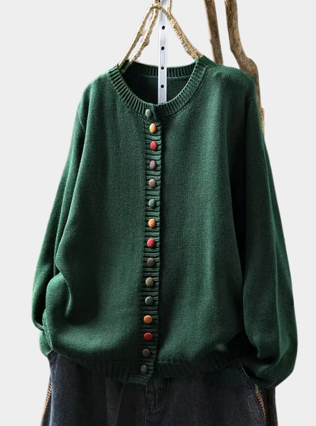 Cárdigan de punto multicolor para mujer, de corte holgado y con botones delanteros