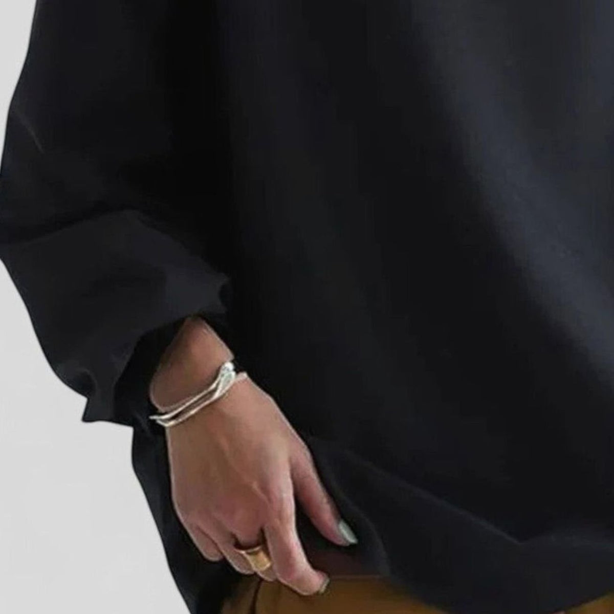 Sudadera de manga larga para mujer, de corte holgado, con cuello chimenea