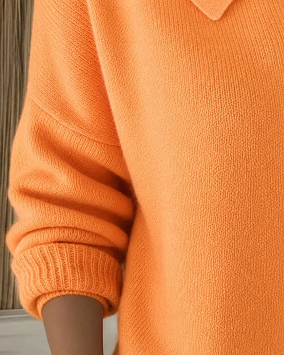 Cárdigan de punto para mujer, de corte holgado, con cuello de polo y botones delanteros