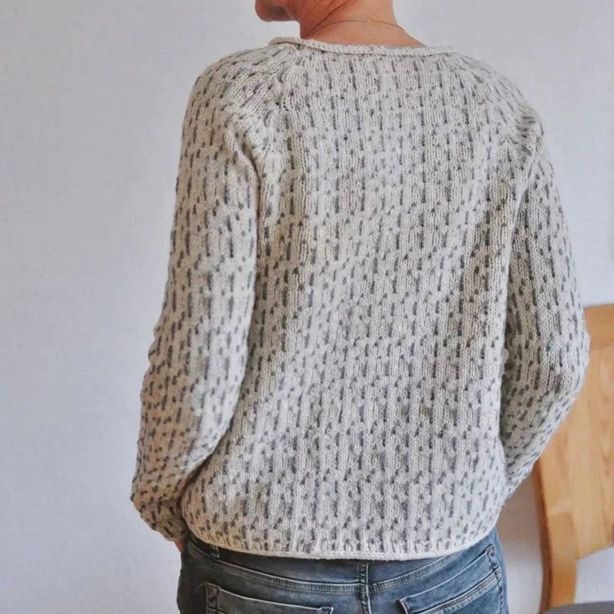 Suéter de punto texturizado para mujer, de corte holgado y con cuello redondo