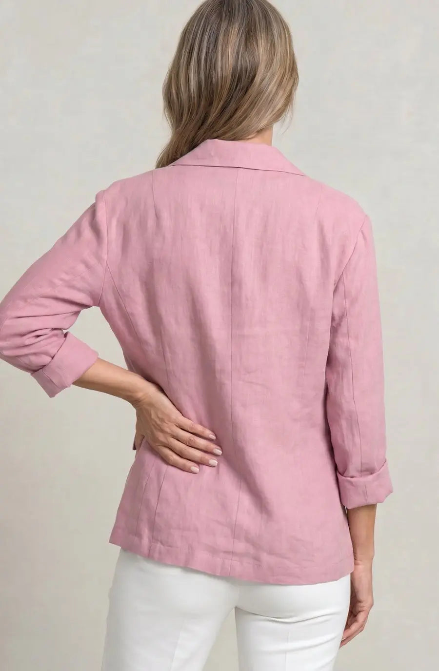 Blazer de lino para mujer, de corte holgado y con un botón, para looks de invitada de boda en otoño